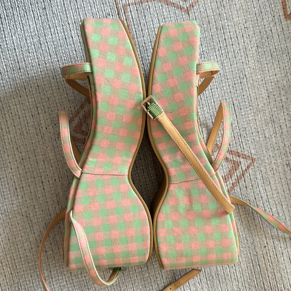 URBAN OUTFITTERS strappy gingham wedge heels